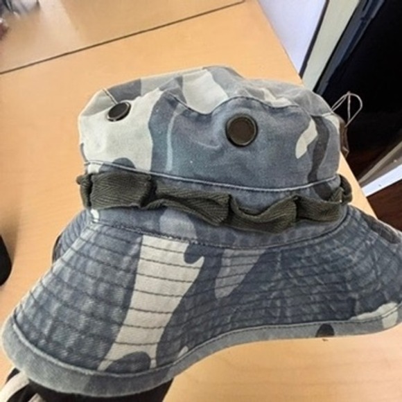 Military Boonie Hat Men Sz 7 Blue Camo Sun Bucket Tactical Fishing Hat - Picture 7 of 8
